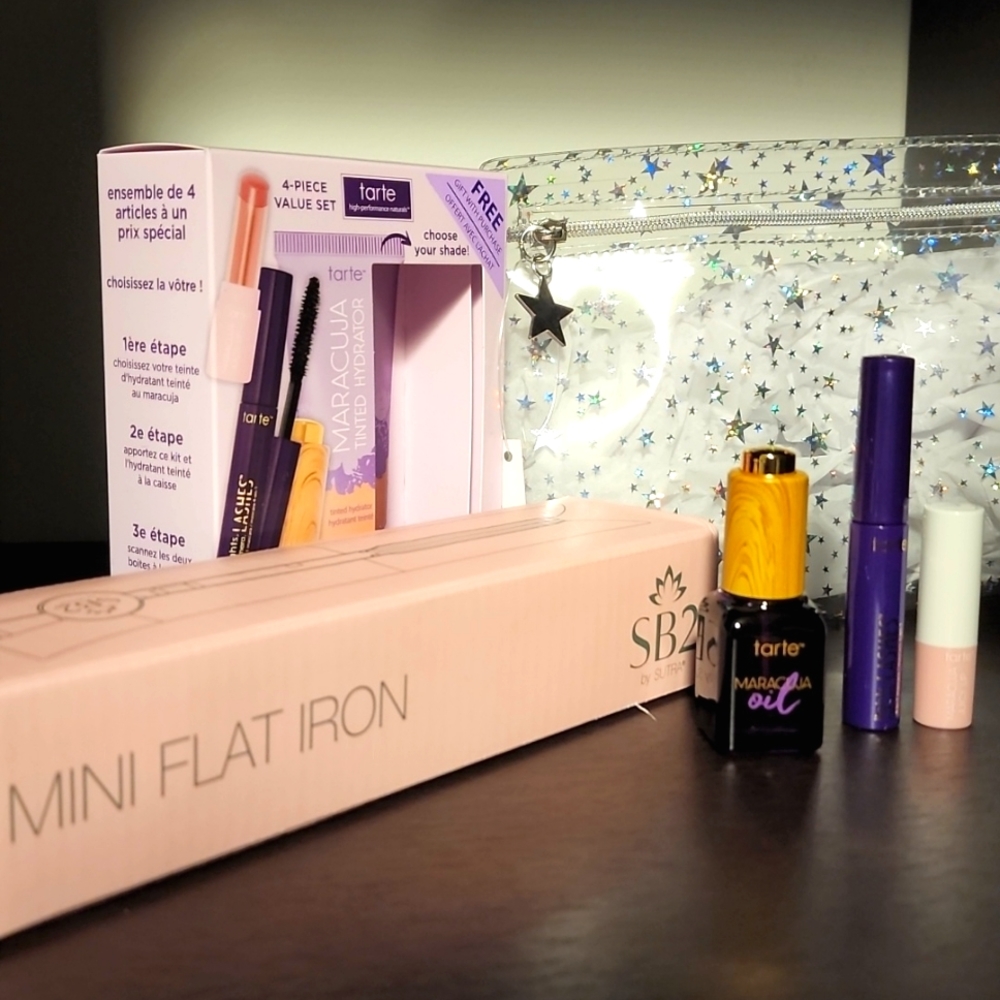 ✨️Beauty Set: Tarte, Mini Flat Iron, Cosmetic Bag✨️